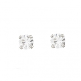 18k White Gold Round Brilliant Cut Diamond Ear studs 0.64ct TDW